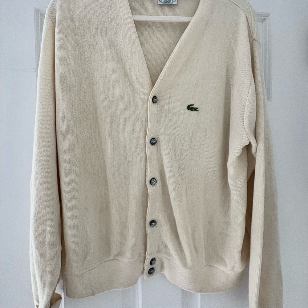 Izod Men's Cream Cardigan Sweater